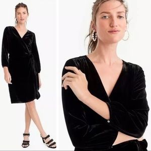 J. Crew Black Soft Velvet Wrap Dress